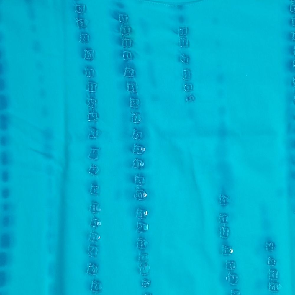 Chicos teal sequin cotton tee medium - Picture 8 of 11